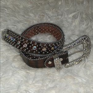 Leather sparkly belt